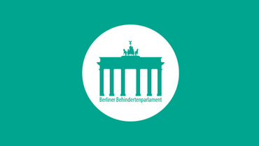 Logo des Berliner Behindertenparlaments mit dem Brandenburger Tor.